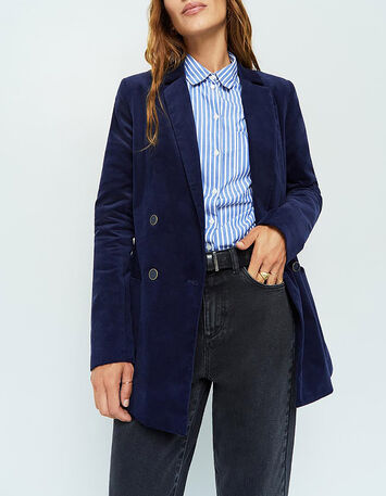 VERONA - Veste de costume bleu indigo en velours-5