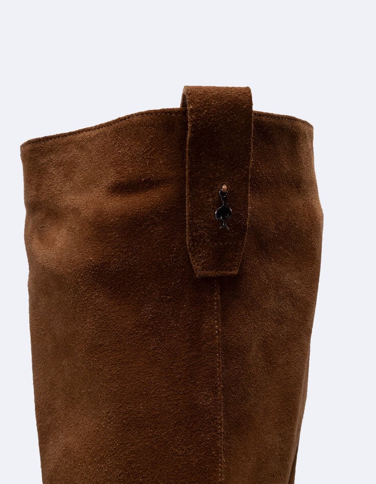 O.ODETTE - Bottes à talon camel cuir velours-4 O.ODETTE - Bottes à talon camel cuir velours-4
