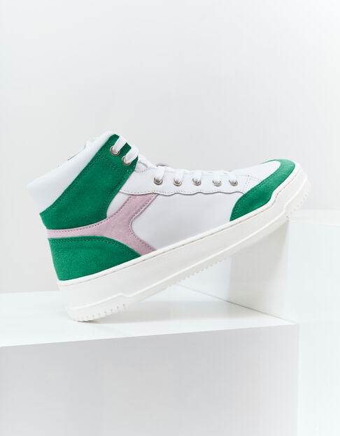 O.QUEEN - Baskets blanches, vert et rose cuir - One Step