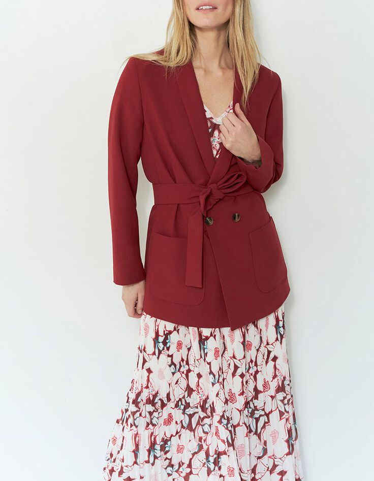 VARA - Veste longue tomette ceinturée en polyester recyclé-2