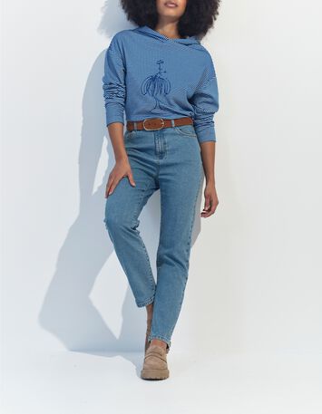 MELKI - T-shirt marini&egrave;re &agrave; capuche danseuse paillet&eacute;e -5