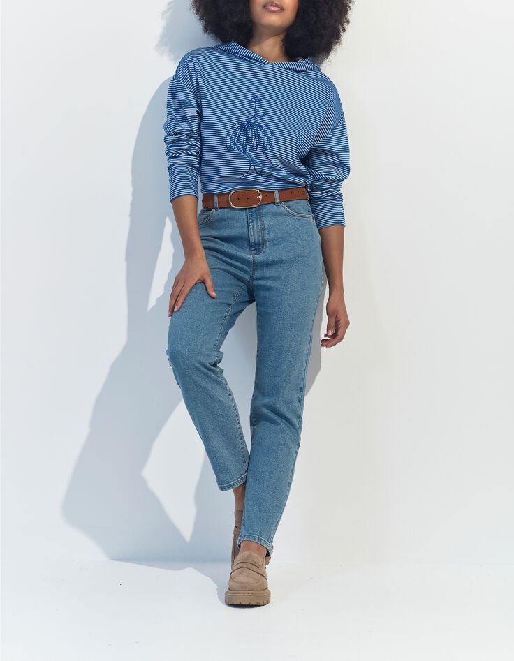 MELKI - T-shirt marini&egrave;re &agrave; capuche danseuse paillet&eacute;e -5