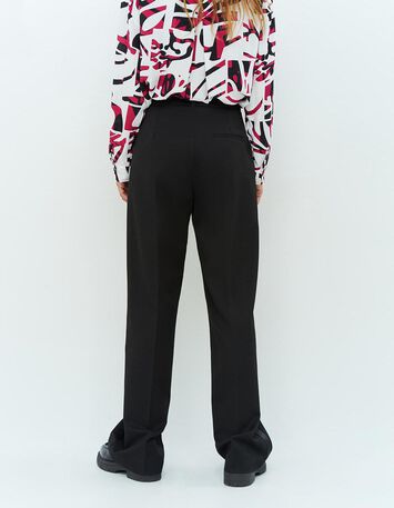 PIETRO - Pantalon large de costume noir à rayures tennis-3