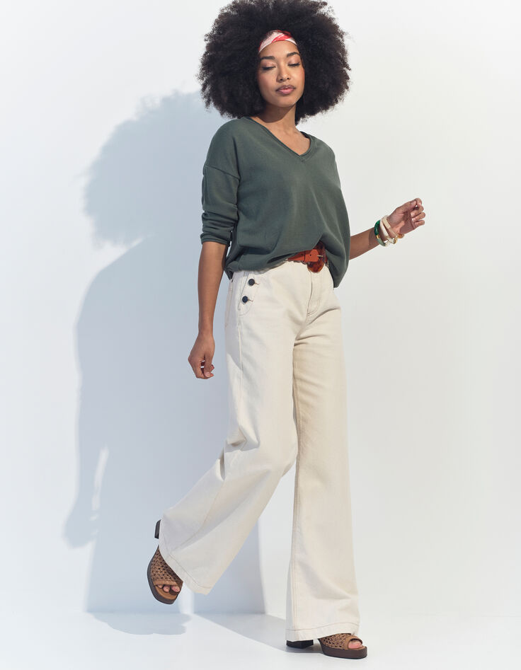 LE HAILEY - Jean flare ivoire waterless-5