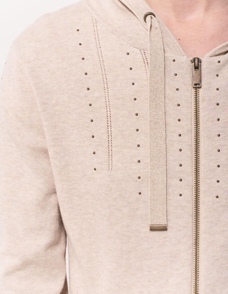 TARA - Cardigan ficelle tricot à capuche et clous-5