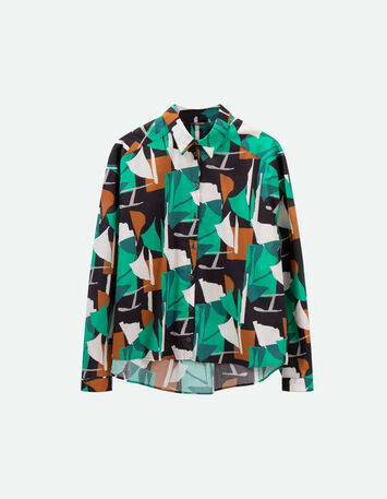 CAPEYA - Chemise green grass à imprimé abstraction arty-5