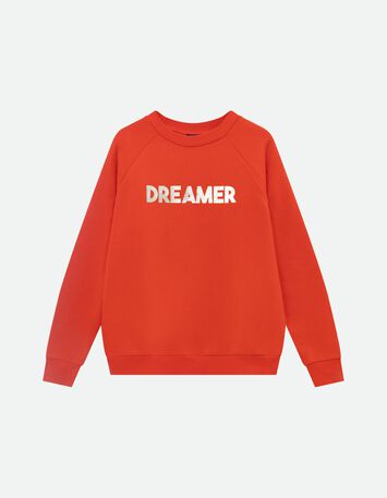 MURILO - Sweat orange coton bio message m&eacute;tallis&eacute; -5