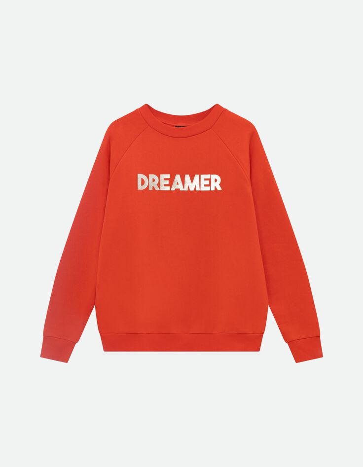 MURILO - Sweat orange coton bio message m&eacute;tallis&eacute; -5