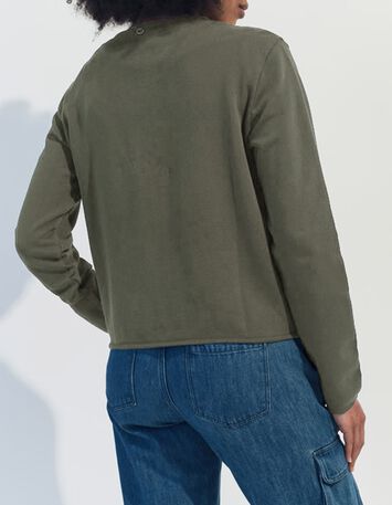MARINO - Cardigan kaki coton bio zipp&eacute; maille matelass&eacute;e -2