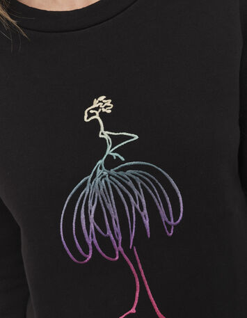 MAMOUR - Sweat noir molleton visuel danseuse brod&eacute;-2