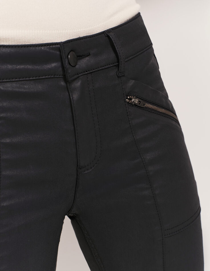 LE JOAN - Jean slim noir 7/8ème enduit esprit motard-5