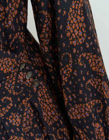 RIMBA - Robe portefeuille noire viscose imprimé cachemire-3