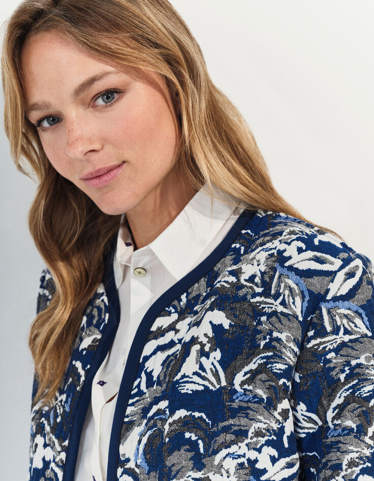 DORES - Blouson réversible écrue jacquard motif écume-3