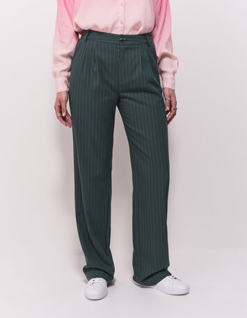 PALMA - Pantalon de costume vert motif rayures tennis-3