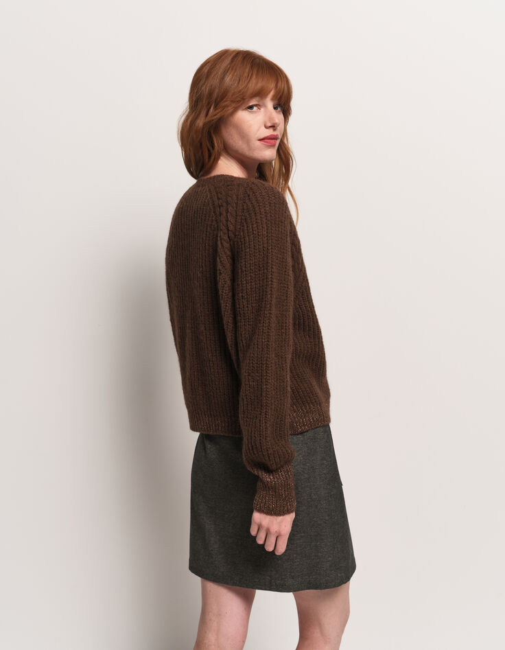 TAHAT - Cardigan marron tricot boutons recouverts-3