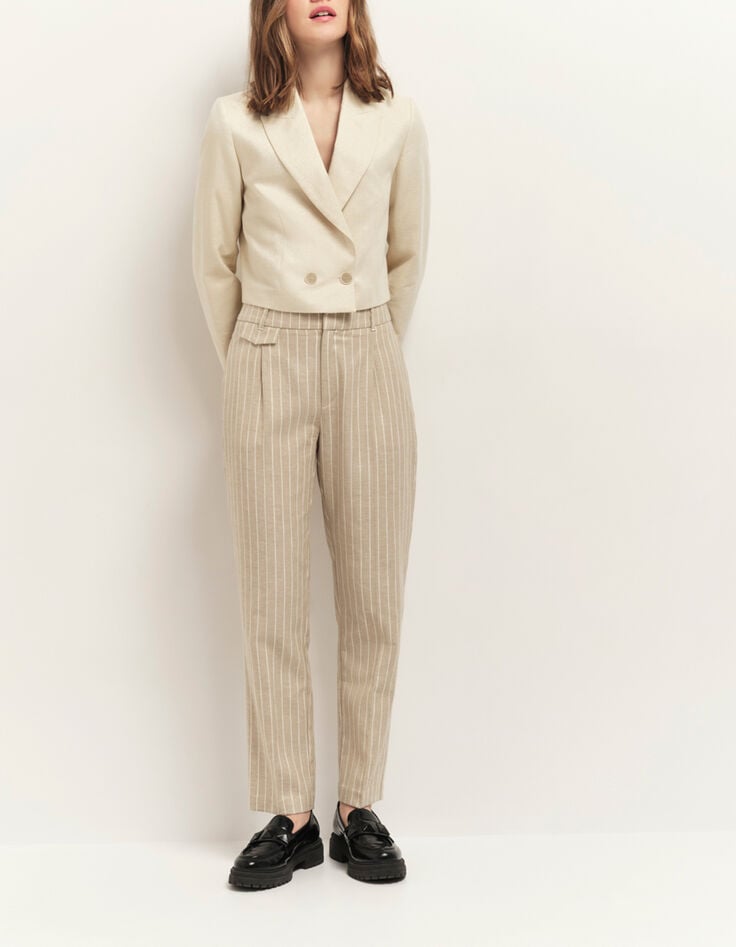 VIAN - Veste de costume courte beige doré-1