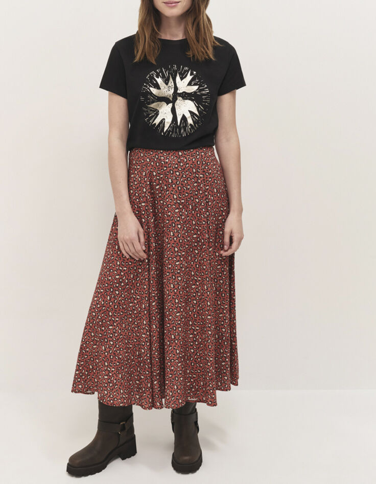 JETTY - Jupe midi pumpkin &agrave; imprim&eacute; safari d'hiver-1