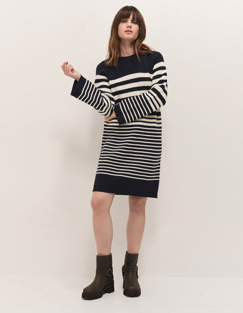 ROZALIA - Robe pull marinière en tricot-1