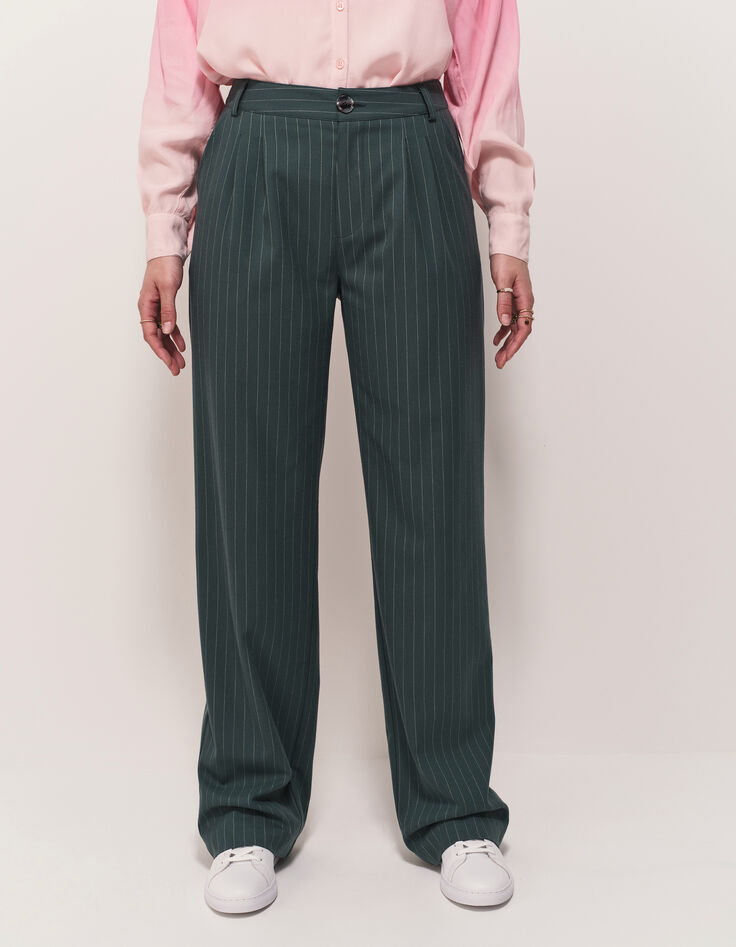 PALMA - Pantalon de costume vert motif rayures tennis-2 PALMA - Pantalon de costume vert motif rayures tennis-2