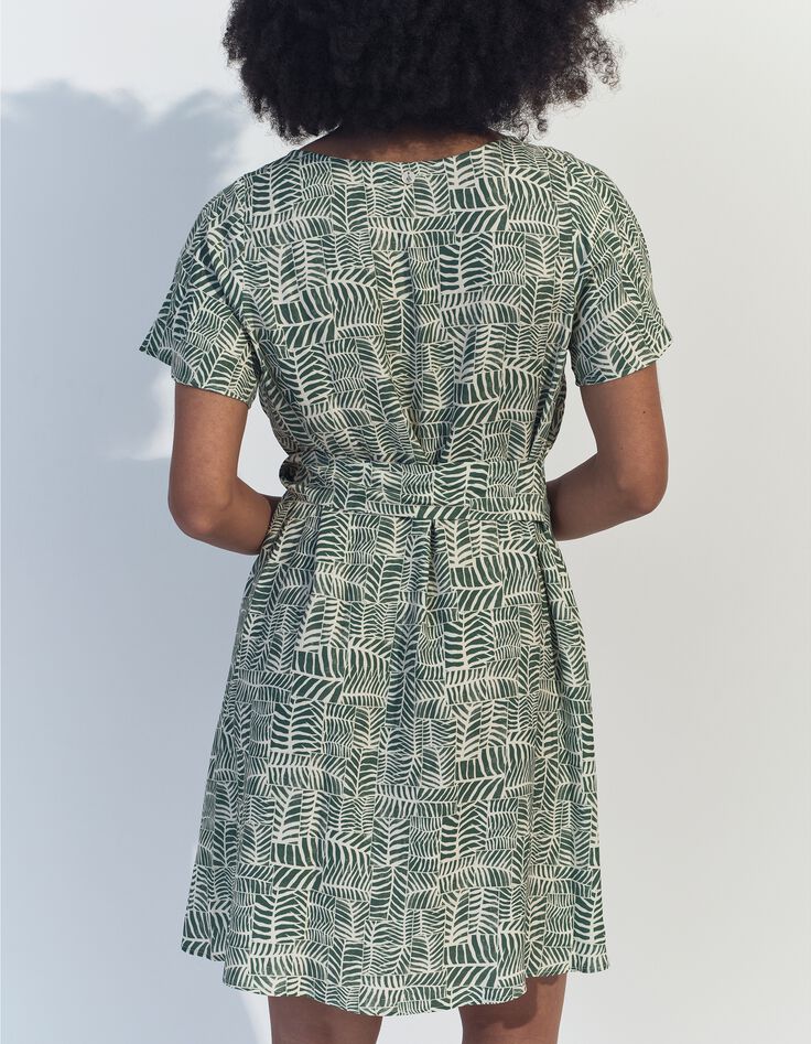 RAMI - Robe verte imprim&eacute; tropical chic -3