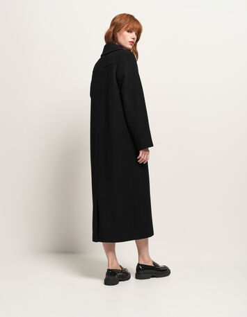 DWAIN - Manteau long noir zippé-3