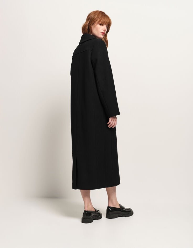 DWAIN - Manteau long noir zippé-3