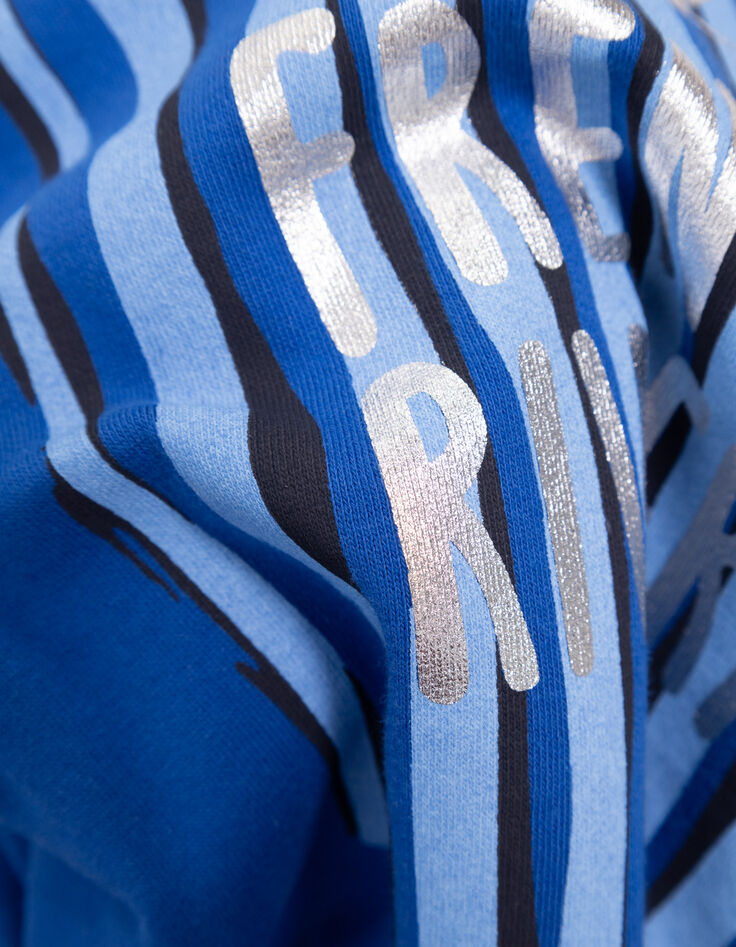 MIDI - Sweat bleu message m&eacute;tallis&eacute; sur rayures-3