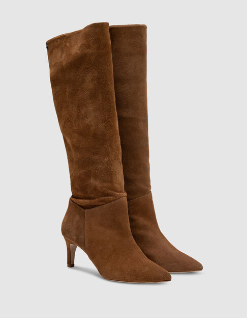 O.ODETTE - Bottes à talon camel cuir velours - One Step