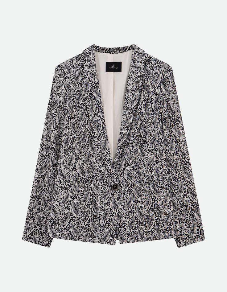 VINCE - Blazer noir &agrave; imprim&eacute; n&eacute;o cachemire-6