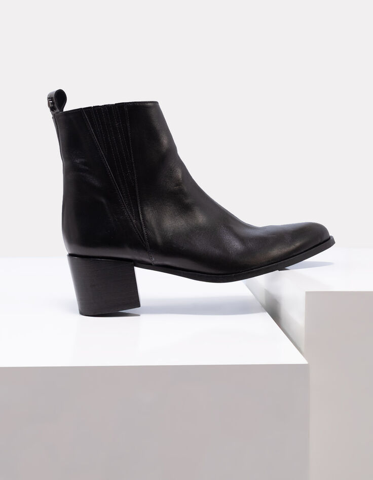 O.JOLY - Boots noirs cuir glacé bouts pointus-1