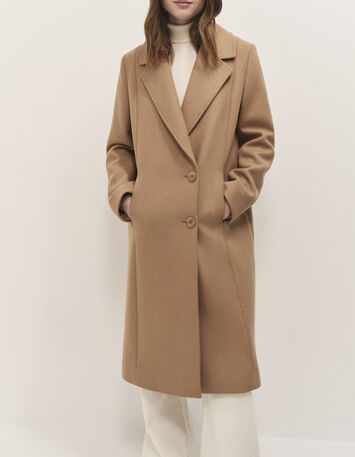 DIMITRI - Manteau long en laine &agrave; large col tailleur-1