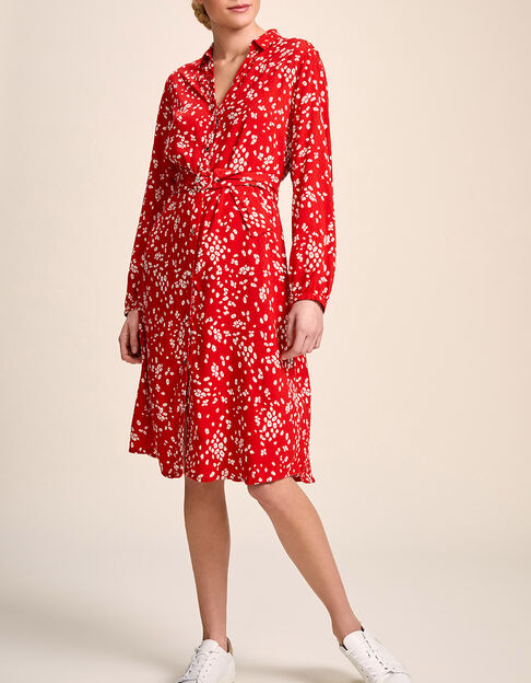 REGATE - Robe chemise midi cerise à imprimé fleurs - One Step