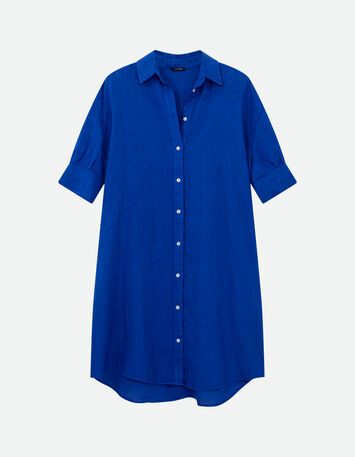 REACH - Robe chemise bleue lin certifié surteint -5