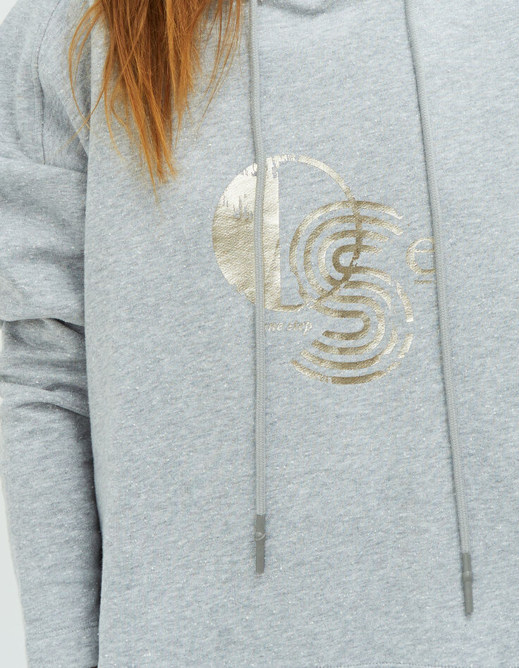 MAORI - Sweat gris avec sérigraphie monochrome Art déco-4