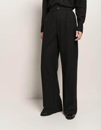 PIXI - Pantalon droit noir plis marqués-2