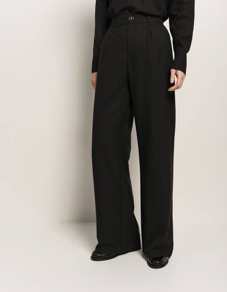 PIXI - Pantalon droit noir plis marqués-2