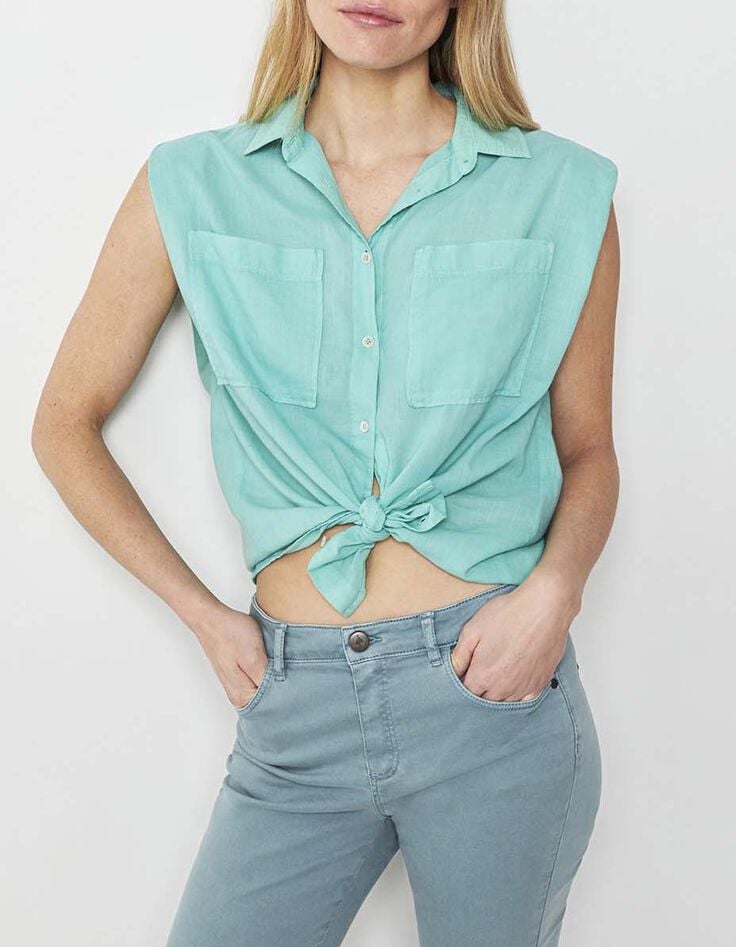 CENTURY - Chemise menthe en voile de coton-2