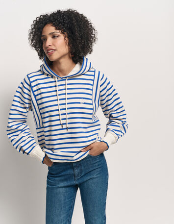 MAT - Sweat à capuche rayé bleu coton bio brodé danseuse-2