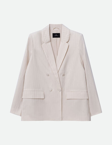 VELOUTE - Veste de costume &eacute;crue &agrave; rayures dor&eacute;es - One Step