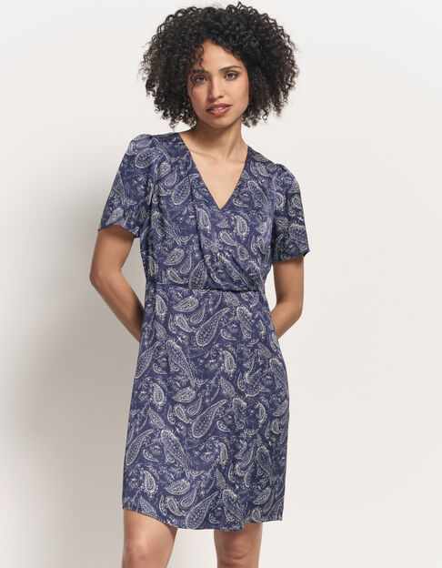 RIANE - Robe bleue Lenzing™ Ecovero™ cachemire effet drapé - One Step