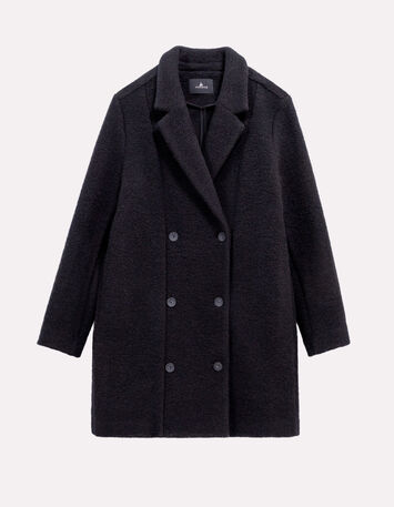 DATURA - Manteau noir laine bouillie-6