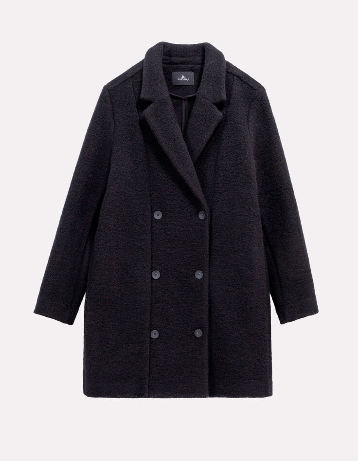 DATURA - Manteau noir laine bouillie-6
