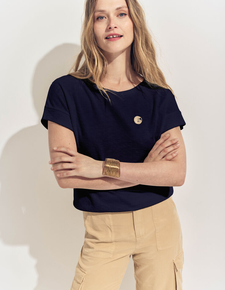 MANILIA- T-shirt marine éponge broderie monogramme-2