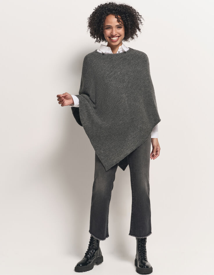 ALAMO - Poncho gris en tricot-5