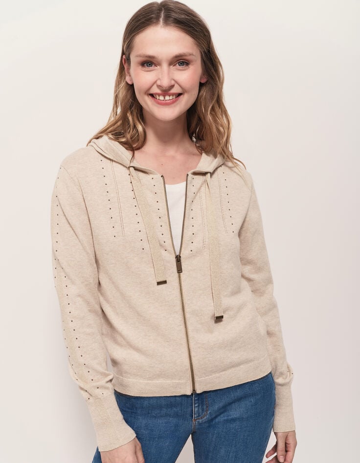 TARA - Cardigan ficelle tricot à capuche et clous-6 TARA - Cardigan ficelle tricot à capuche et clous-6