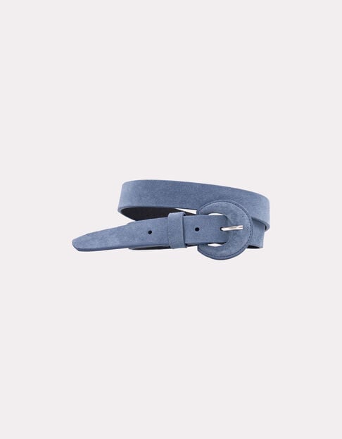 ANDREW - Ceinture bleue cuir velours - One Step
