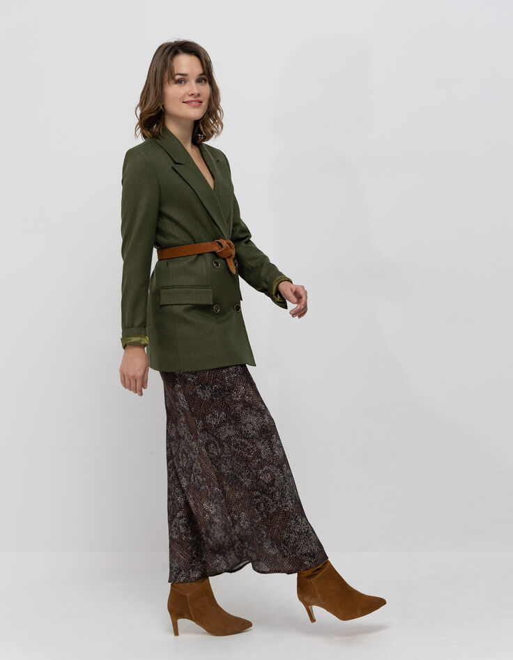 JEMMA - Jupe midi noire imprimé python-6