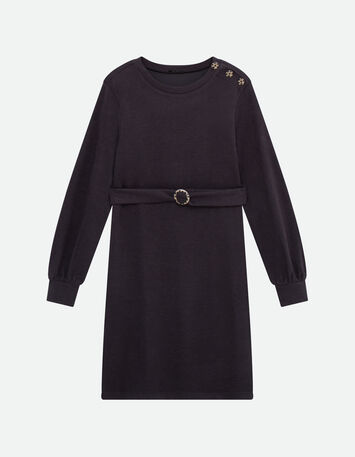 RAVENA - Robe sweat gris fonc&eacute; maille c&ocirc;tel&eacute;e -6