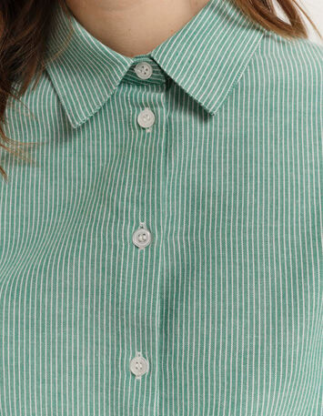 CHAYA - Chemise green grass &agrave; motif fines rayures-4