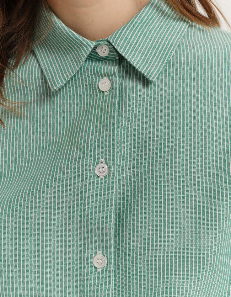 CHAYA - Chemise green grass &agrave; motif fines rayures-4